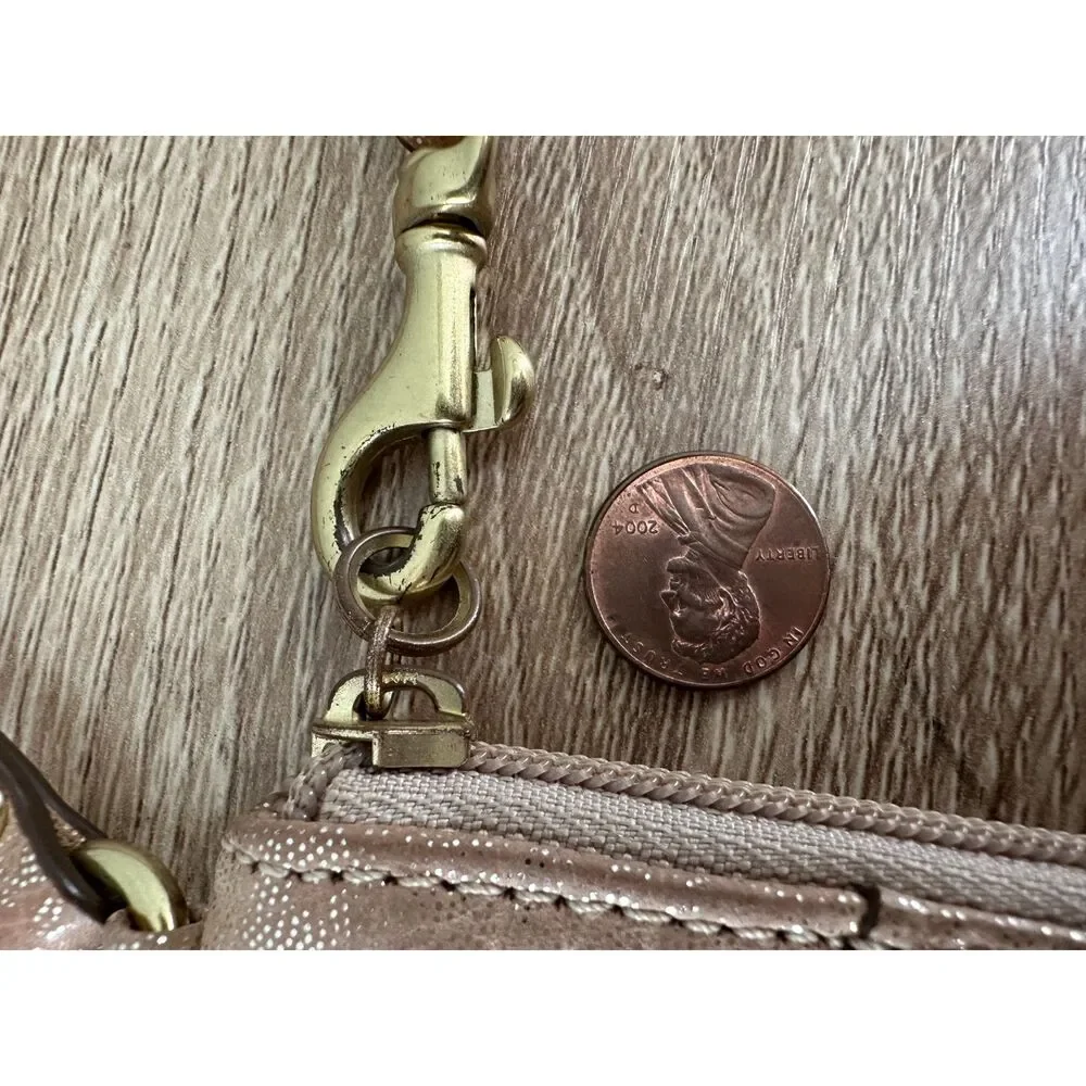 Coach 44381 Madison Gold Shimmer Leather Small Wristlet Wallet 4